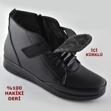Ispartalılar 200-1 Ortopedik Taban İçi Kürklü Siyah Anne Botu Kadın Cırtlı Bot Ayakkabı