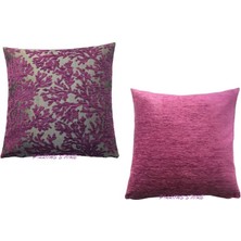 Pillows Store Mercan Desenli Mor Kırlent Kılıfı Seti -2 Adet 45CM*45CM