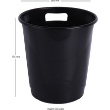 Sert Kırtasiye Perfore Kalemlik Ataşlık Küp Notluk Plastik Çöp Kovası 4'lü Masa Seti Siyah