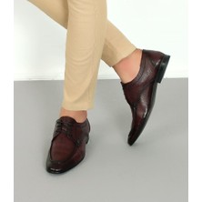Cassido Shoes Cassido Hakiki Deri Yumuşak Bağcıklı Klasik Bordo Erkek Ayakkabı