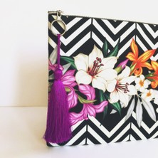 Clutch Çanta Zambak Desen