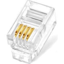 Wozlo Rj9 Jack Konnektör - Telefon Jackı - 4P4C - 4 Pinli - 100 Adet