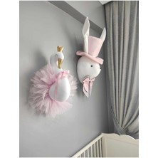 Rose Baby Decor Şapkalı Tavşan - Kuğu Büstü Duvar Dekoru Ikili