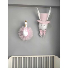 Rose Baby Decor Şapkalı Tavşan - Kuğu Büstü Duvar Dekoru Ikili