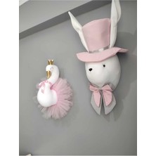 Rose Baby Decor Şapkalı Tavşan - Kuğu Büstü Duvar Dekoru Ikili