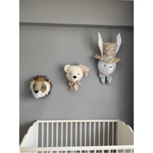 Rose Baby Decor Şapkalı Tavşan - Ayı - Aslan Büstü Duvar Dekoru Üçlü