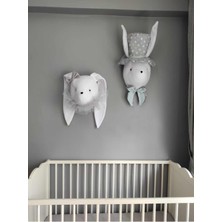 Rose Baby Decor Şapkalı Tavşan - Kız Tavşan Büstü Duvar Dekoru Ikili