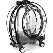 Migno Plus Şeffaf Kedi Köpek Taşıma Çantası Büyük Boy Siyah Çekçek Model Hava Alabilen Özellikler