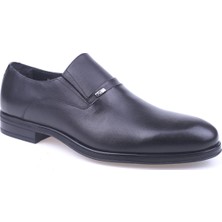 Fosco 2907 Erkek Siyah Hakiki Deri Bağcıksız Klasik Ayakkabı