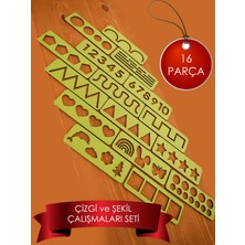 Eska Events Çocuk Montessori - Yeşil El Kası Geliştirme ve Çizgi, Sayı ve Şekil Çalışmaları Seti 16 Parça