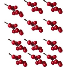 Pandoli 12 Adet Holly Berry Kiraz Dalı Kokina Yılbaşı Ağacı Süsü Stick 7 Li