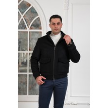 Sir Regular Fit Yünlü Dik Yaka Astarlı Içi Elyaflı Kaşe Mont