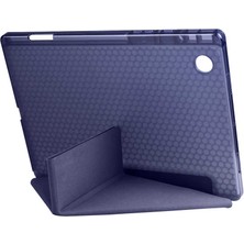 Case 4U Samsung Galaxy Tab A8 10.5 SM-X200 (2021) Uyumlu Kılıf Kalem Bölmeli Tri Folding Smart Standlı Pu Deri Arkası Yumuşak Silikon 360 Tam Koruma Kırmızı