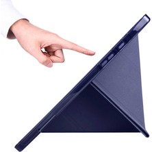 Case 4U Samsung Galaxy Tab A8 10.5 SM-X200 (2021) Uyumlu Kılıf Kalem Bölmeli Tri Folding Smart Standlı Pu Deri Arkası Yumuşak Silikon 360 Tam Koruma Kırmızı