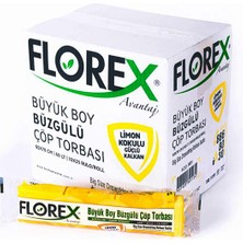 Florex Limon Kokulu Büzgülü Büyük Boy 65X70 cm Çöp Torbası 1 Koli 25 Rulo 250 Adet