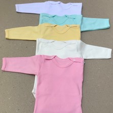 Özdemirli Bebe Uzun Kollu Çıtçıtlı Bebek Badisi Düz Renk Zıbın (5'li Paket) 0-48 Ay Arası