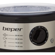 Beper - 5l Çok Yanmalı Buharlı Pişirici, Yerden Tasarruflu, 60 Dakika Zamanlayıcı, Sağlıklı Buharlama, 400-500W Güç - Gümüş / Siyah