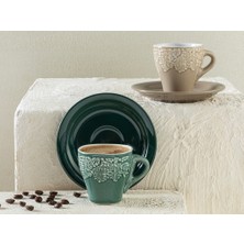 English Home Rila Stoneware 2'li Kahve Fincan Takımı 100 ml Bej - Yeşil