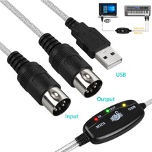 USB Midi Kablo USB Çevirici Klavye Org Midi Müzik Düzenleme Kablosu 1 In 1 Out Mıdı - 2 Metre