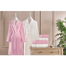 Özdilek Heritage Aile Bornoz Seti Pembe-Krem