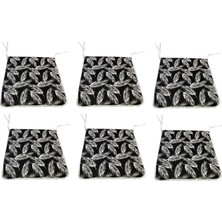 Nelson Sandalye Minderi Eko 6 Adet Bağcıklı Bahçe Minderi (Siyah Tüy)Yıkanabilir