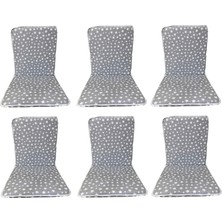 Nelson Sandalye Minderi 6 Adet Bağcıklı Bahçe Minderi Arkalıklı (Gribeyazyıldız)Yıkanabilir