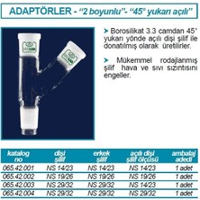 Isolab 065.42.001 Adaptör - Çoklu - 2 Boyunlu - Yukarı Açılı - Ns 14/23 - Ns 14/23 (1 Adet)