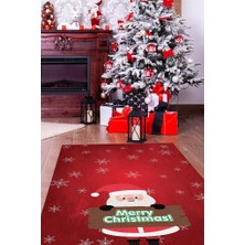 Homshtag Noel Baba Kırmızı Renkli Yeni Yıl Parti Halısı Yılbaşı Hediyelik Halı Yeni Yıl Temalı Halı