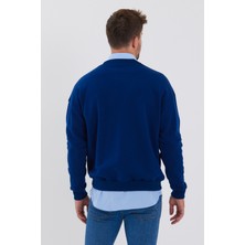 Think Simple Erkek Oversize Baskılı Basıc S-Shırt-Lacivert