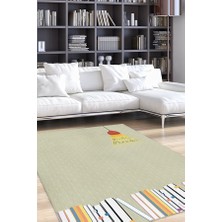 Homshtag Kahve ve Kitaplar Pamuklu Dokuma Tabanlı Yıkanabilir Kaymaz Dekoratif Kitap Sever Halısı