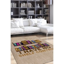 Homshtag Raf Kontrolüm Yok Pamuklu Dokuma Tabanlı Yıkanabilir Kaymaz Dekoratif Kitap Sever Halısı