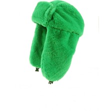 Kapin Suni Kürk Peluş Kulaklı Şapka - Yeşil