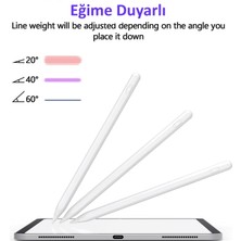 Fuchsia Apple iPad 10.9 (10.nesil) Uyumlu Avuç Içi Algılamayan Eğimle Çizim Kalınlığı Değişen Stylus Kalem