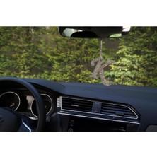 Swarovski Gümüş Taşlı Dikiz Ayna Kolye Süsü K Harfi