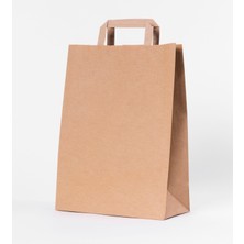 Hızlı Kraft Çanta Düz Saplı Kraft Çanta - Kraft Poşet 22 cm x 11 cm x  28 cm Baskısız 25 Adet