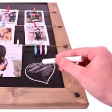Hediye Kesesi Ahşap Karatahtalı Duvar Fotoğraf Çerçevesi (8 Pola Foto Baskılı)