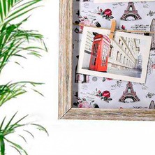Hediye Kesesi Ahşap Hasır Duvar Fotoğraf Çerçevesi 37X47
