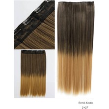 Barly Isıya Dayanıklı Yarımay Çıt Çıt Saç Kahve Sarı Ombre / Düz / 60 cm / 110 gr / HT2T27