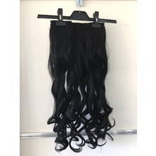 Renk Peruk Lüx Yarım Ay Çıtçıt Fiber Sentetik Siyah Renk Kendinden Dalgalı