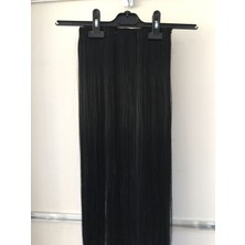 Renk Peruk Siyah Renk Lüx Yarım Ay Çıtçıt 60 cm Düz Model Kanekalon Fiber Sentetik