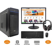 Escapelock Masaüstü İntel Core i5 2. Nesil 4 GB Ram 240 SSD Ev-Ofis-Iş Okul-Öğrenci-Ödev Bilgisayarı Set: Kasa+Monitör+Klavye+Kulaklık