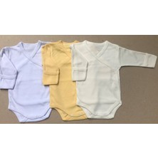 Özdemirli Bebe Uzun Kollu Kendinden Eldivenli Çıtçıtlı Kruvaze Badi  (3 Lü Paket)