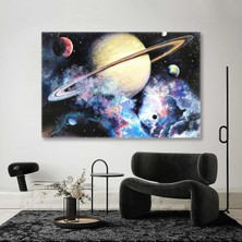 SML Tablo Gezegenler ve Renkli Bulut Kanvas Tablo
