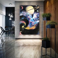 SML Tablo Gezegenler ve Renkli Bulut Kanvas Tablo