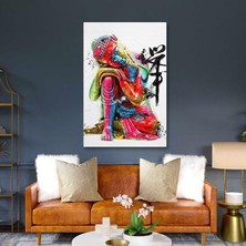 SML Tablo Dinlenen Renkli Buda Heykeli Kanvas Tablo