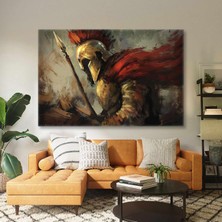 SML Tablo Kırmızı Pelerinli Altın Başlıklı Gladyatör Kanvas Tablo
