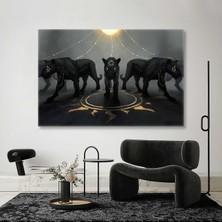 SML Tablo Siyah Panterler ve Gold Aksesuarları Kanvas Tablo
