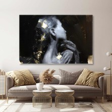 SML Tablo Büyük Fırça Izleri Kadın Portre Kanvas Tablo