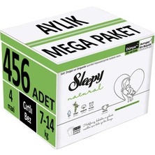 Sleepy Bebek Bezi Natural Beden:4 (7-14KG) Maxi 456 Adet Aylık Mega Pk