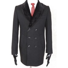 Jan Carlucci Jancarlucci  Erkek Kruvaze Dar Kesim Antrasit Çıkarılabilir  Kürk Yaka Detaylı  Kaşe Kaban